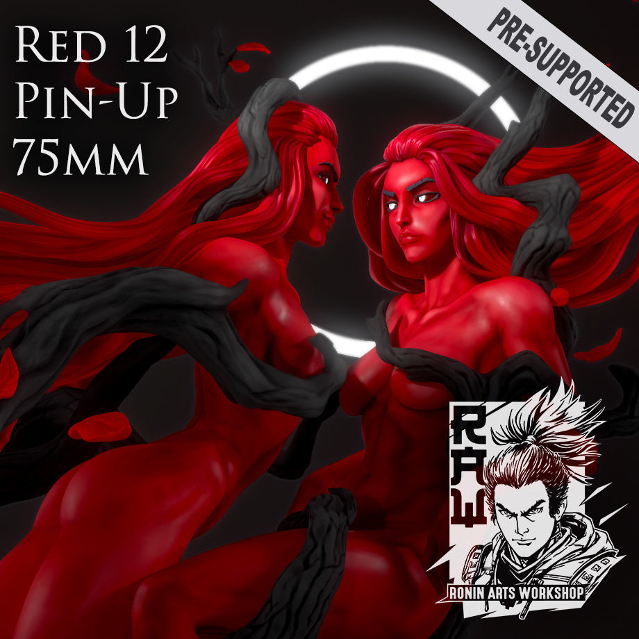Red 12 | Pin-Up Statue Fan Art Miniature Unpainted | Ronin Arts Workshop
