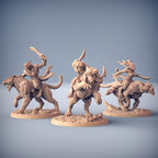 Rakshatiger Rider Miniatures | Rakshakin Headhunter | Fantasy D&D Miniature | Artisan Guild