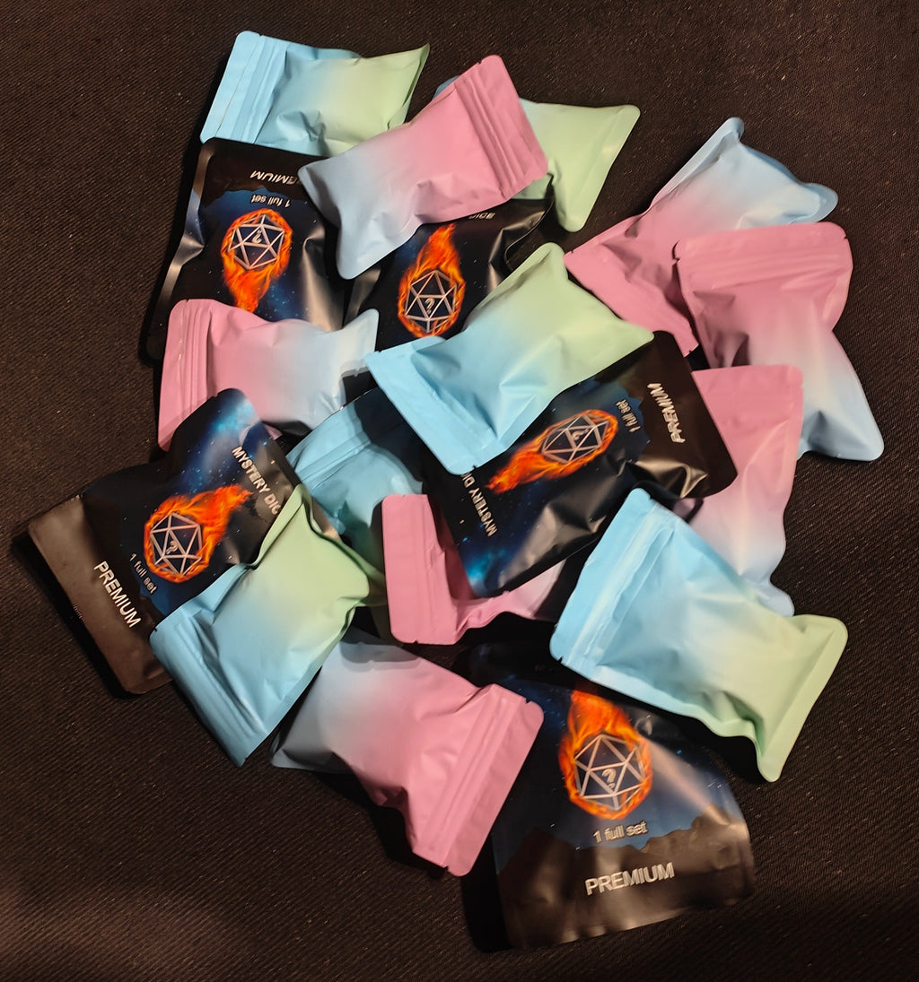 Mystery Dice Blind Bag 7pc Polyhedral Lucky Dip D&D, PATHFINDER TTRPG