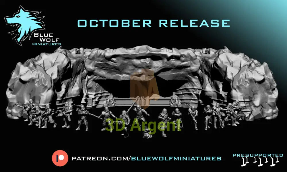 Rocky Hangar Terrain | Star Wars Legion Compatible | 3D Printed Scenery BlueWolf Miniatures