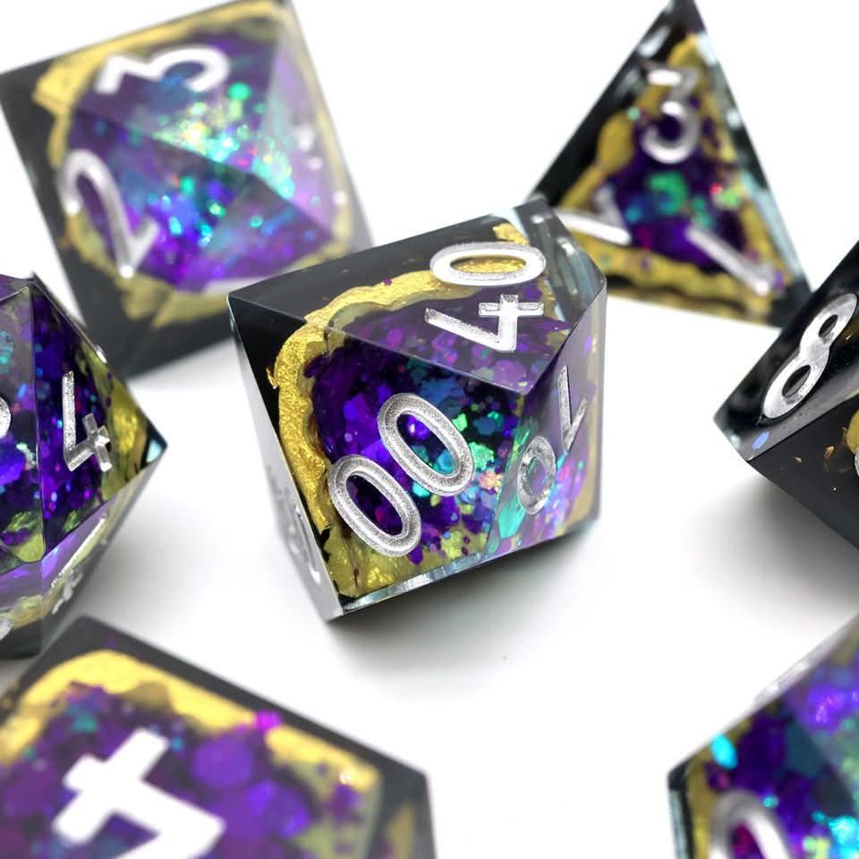 Royal Nebula | Geode Dice | 7 Piece Set