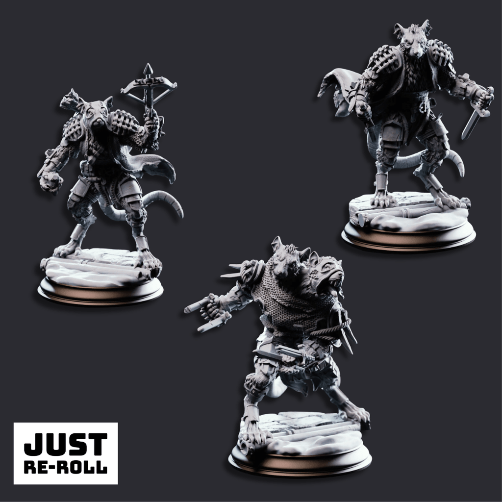 Scabbers Ratfolk Warriors - 3D Printed Monster Miniatures