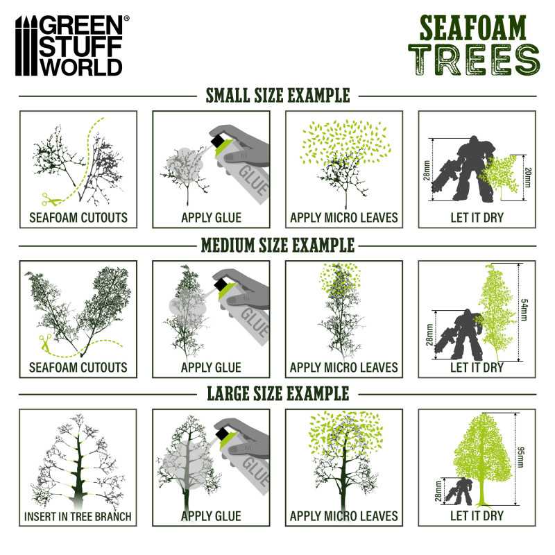 Green Stuff World: Scale Model Seafoam Diorama Trees (mix)