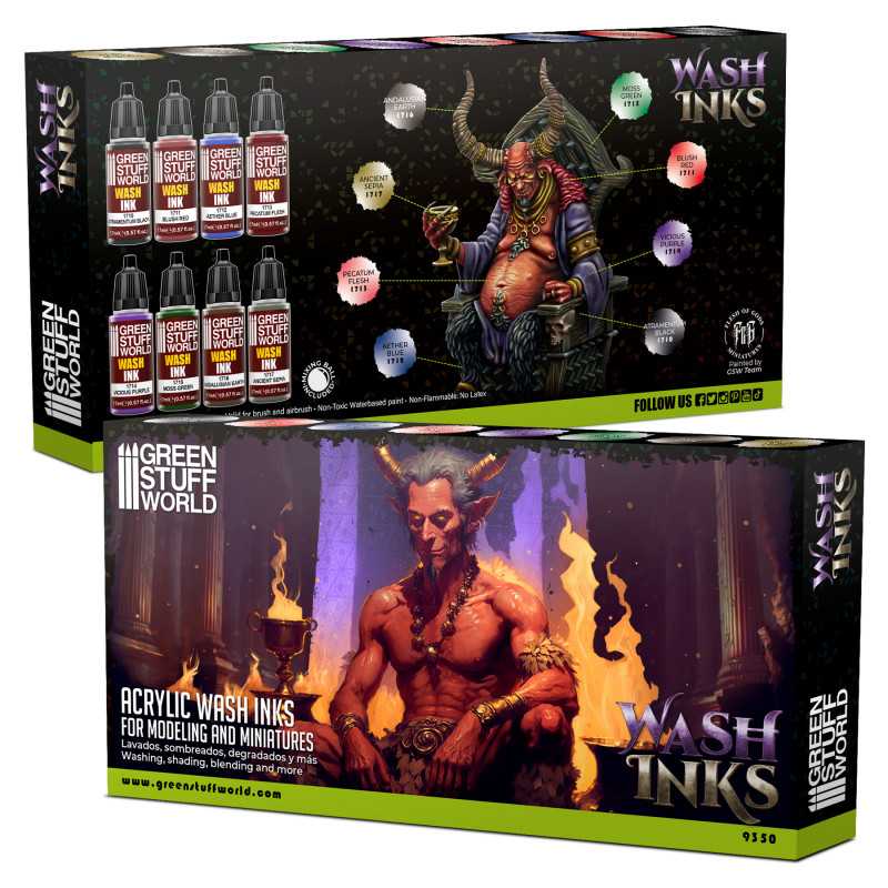 Green Stuff World Paint Set x8 Acrylic Wash Ink Paints