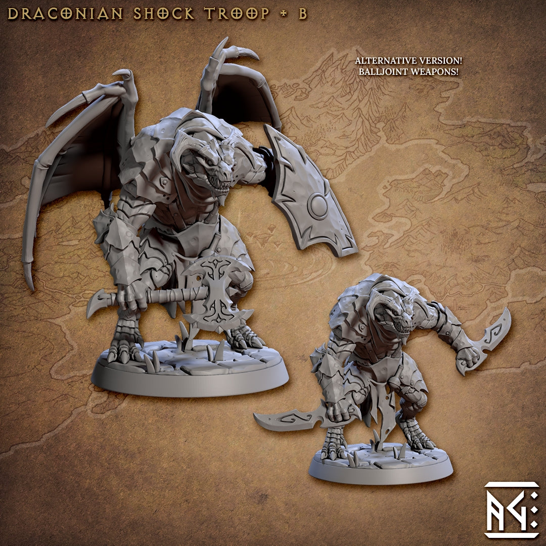 Draconian Shock Troop Miniatures | Draconian Scourge | Fantasy D&D Miniature | Artisan Guild