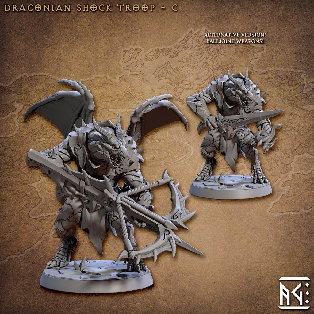 Draconian Shock Troop Miniatures | Draconian Scourge | Fantasy D&D Miniature | Artisan Guild