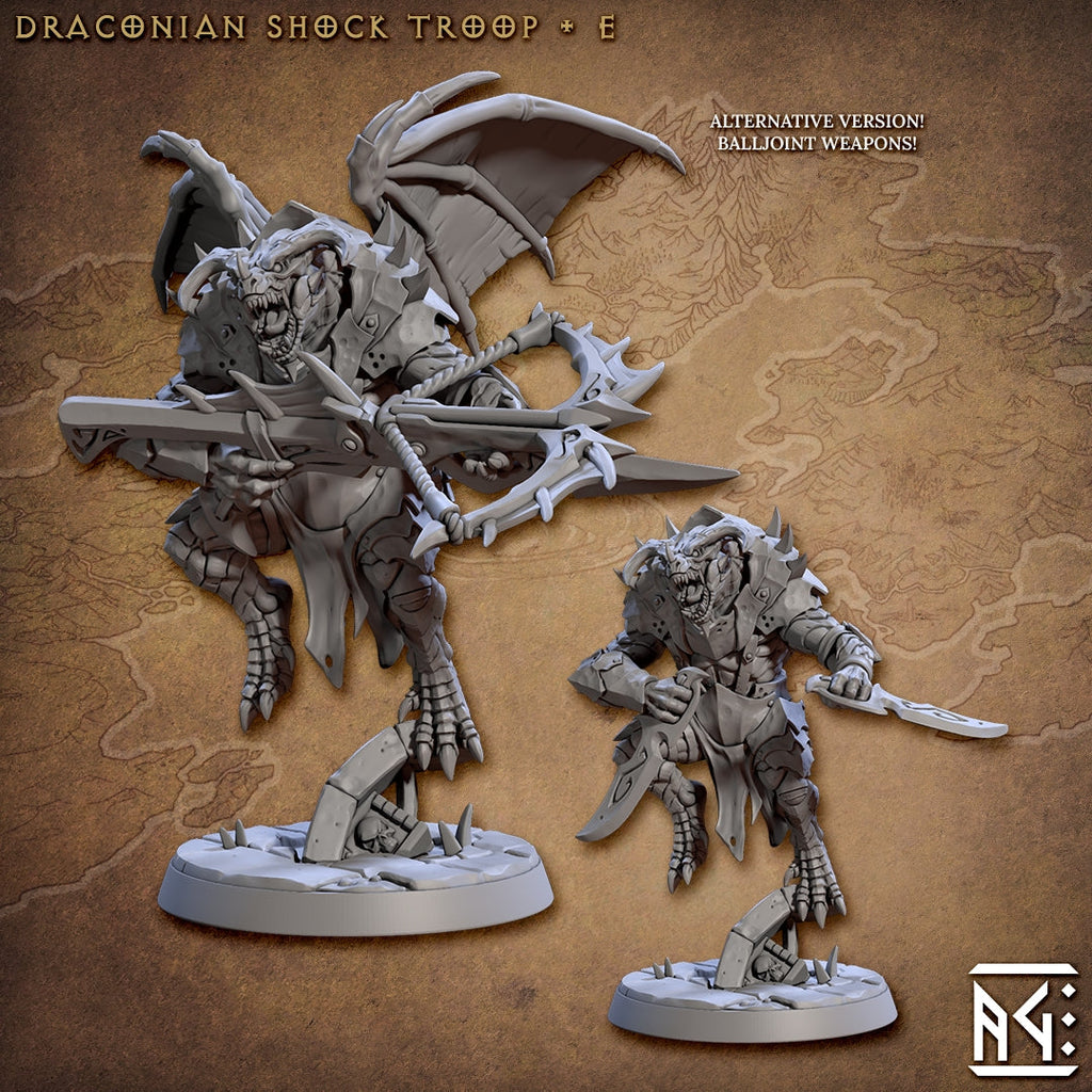 Draconian Shock Troop Miniatures | Draconian Scourge | Fantasy D&D Miniature | Artisan Guild