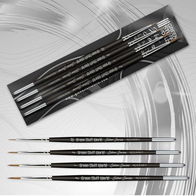 Green Stuff World: Kolinsky Sable Silver Series Paintbrush Set - 4pc