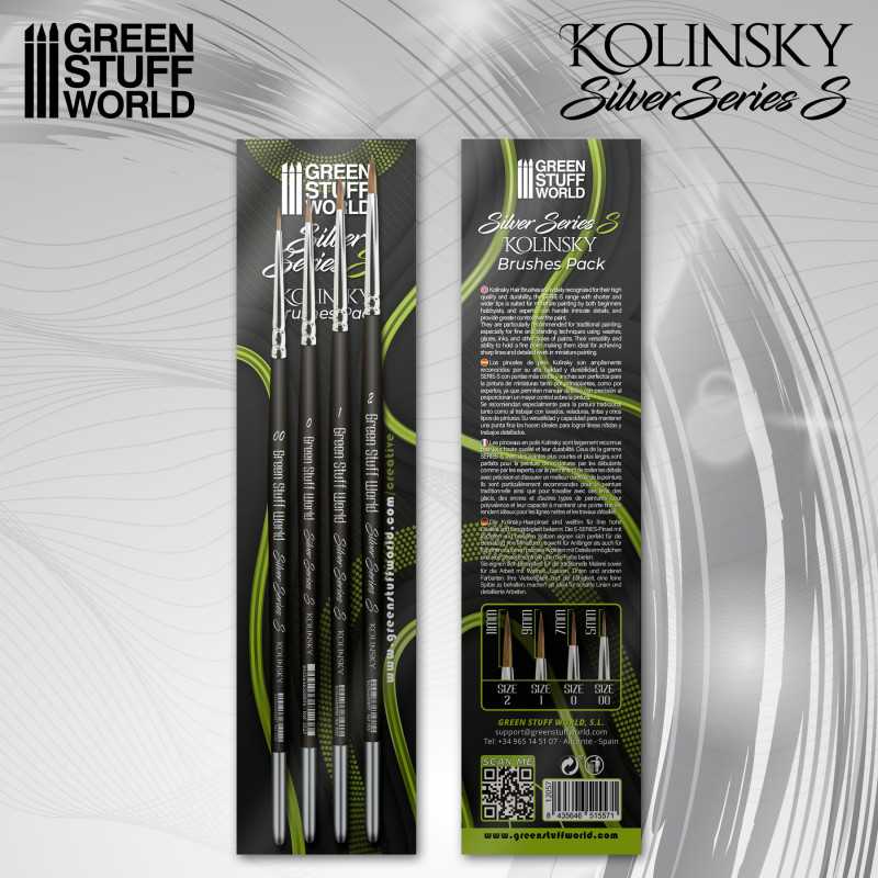 Green Stuff World: Kolinsky Sable Silver Series (S) Paintbrush Set - 4pc