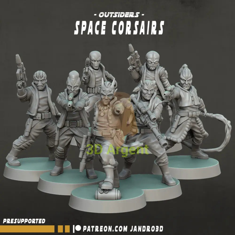 Space Pirates Corsairs 7 figures - Star Wars Legion compatible 3D Printed Resin Miniatures