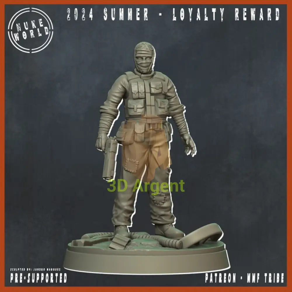 The Scorched Man Nuke world - tabletop wasteland Post-Apocalyptic sci-fi Miniature 3d printed resin