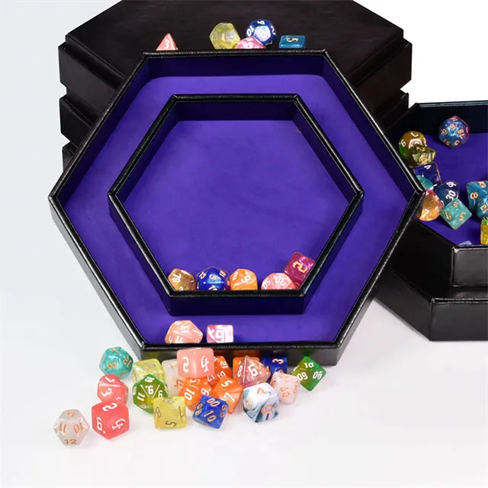 Tray of Fates | Hexagonal Dice Tray | Blue Felt