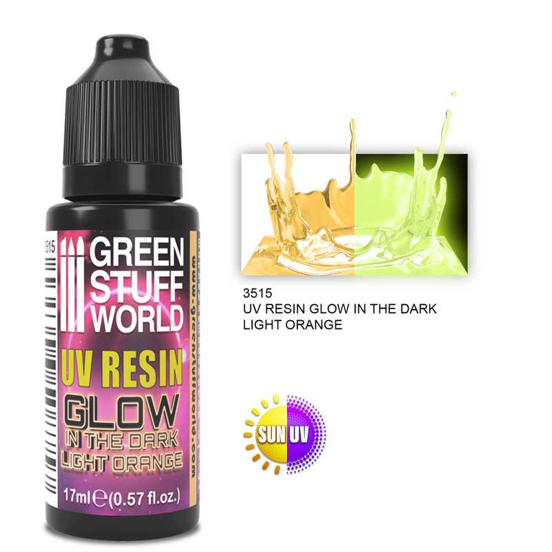 Green Stuff World - UV RESIN 17ml LIGHT ORANGE - Glow in the Dark