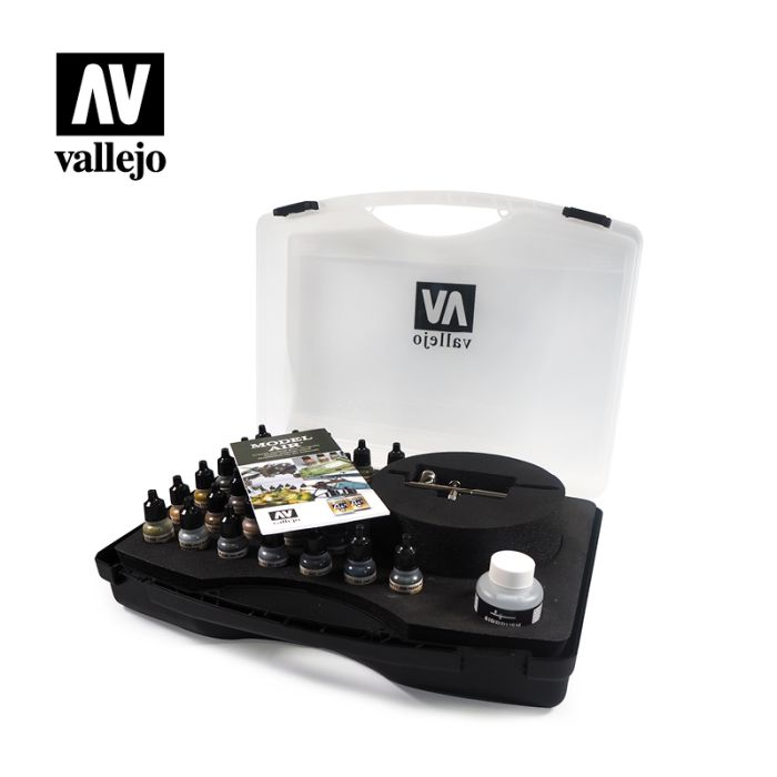 Vallejo Model Air - Basic Colours & Airbrush Set