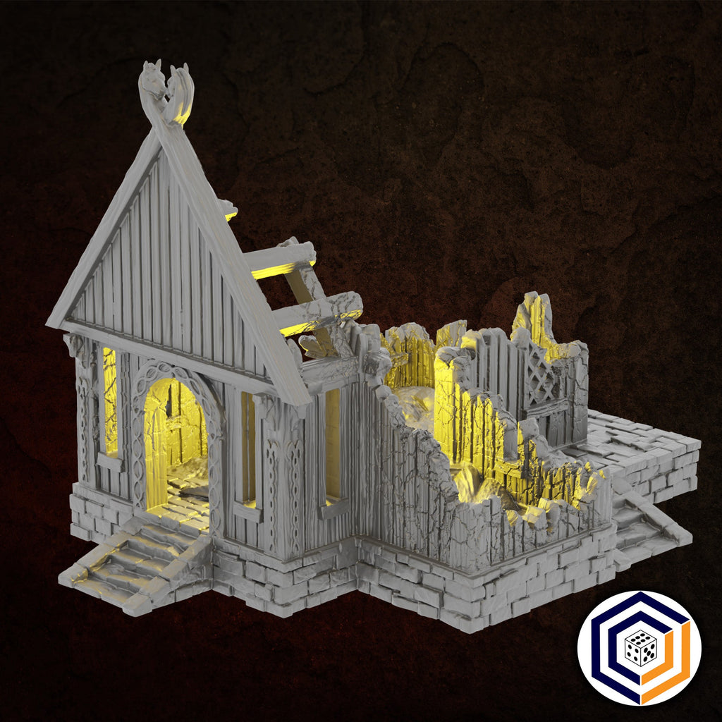 Villagers House Ruin - 28mm Tabletop Terrain