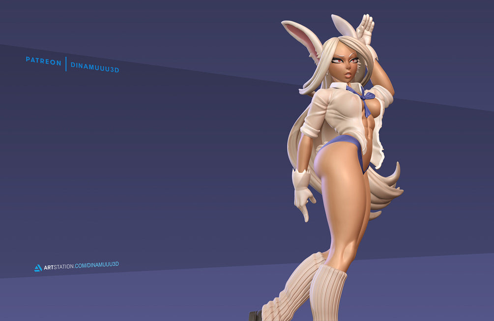 Rabbit Hero Uniform | Pin-Up Statue Fan Art Miniature Unpainted | Dinamuu3D